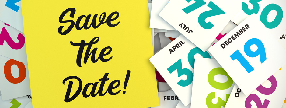 Save the Date! graphic with random calendar dates